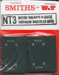 NT3 SMITHS (W&T) BR Tarpaulin sheets pack of 10 assorted - N Scale