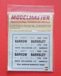 P026 MODELMASTER  Private Owner Wagon Transfers - "Barrow Barnsley Main Collieries"