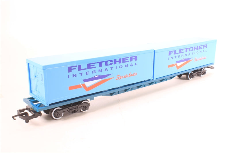 R030 HORNBY Fletcher International Sportsboats 2 x 30ft Freightliner Container Wagon (FFA) - BOXED