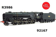 R3986 HORNBY BR 9F 2-10-0 92167 BR Black Late Crest